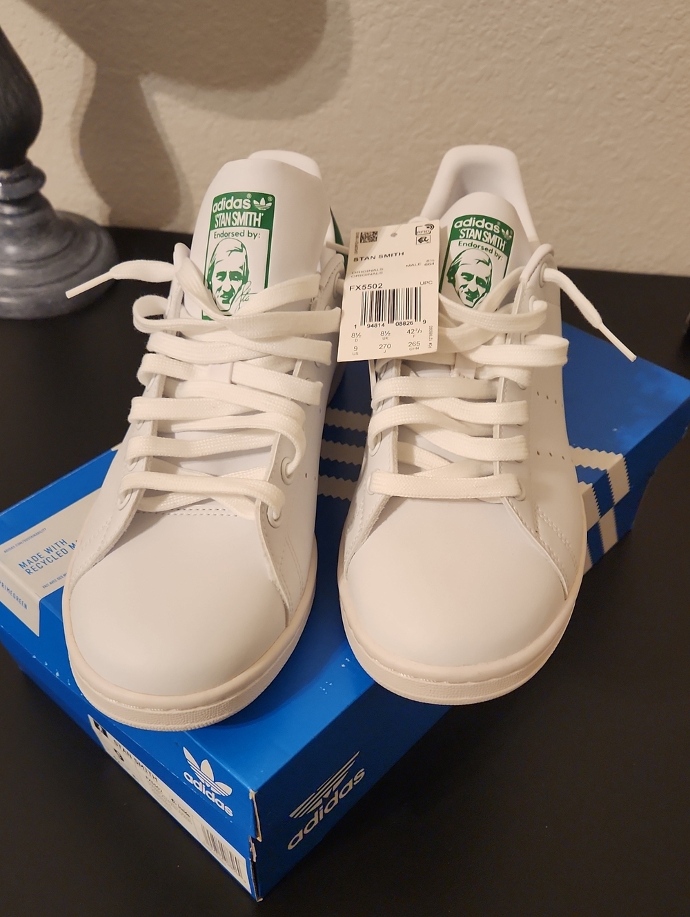 adidas White Sneakers with Green Logo Accents